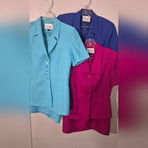 Le Suit Women's Blazer Set - Turquoise, Magenta, and Royal Blue Size 6P